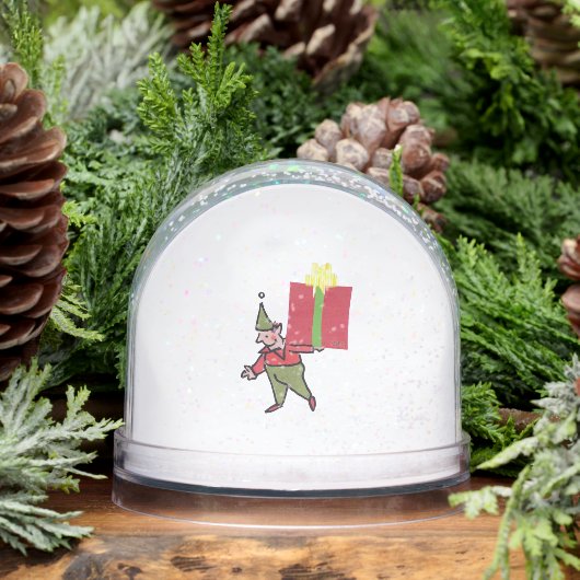 Elf With Red Box snow globe (冬)