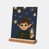 Elfe de Noël Nuit Étoilée Déco Chambre Enfant アクリルサイン (傾斜)