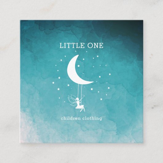 Elfe mit Zauberstab Schaukel Sterne Mond スクエア名刺 (正面)