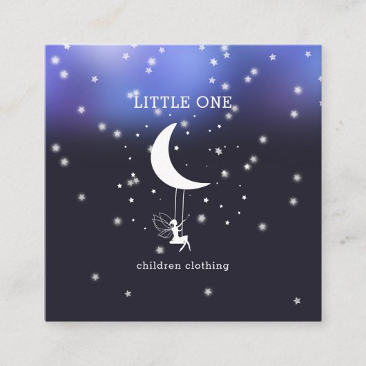 Elfe mit Zauberstab Schaukel Sterne Mond Quadratis スクエア名刺 (正面)