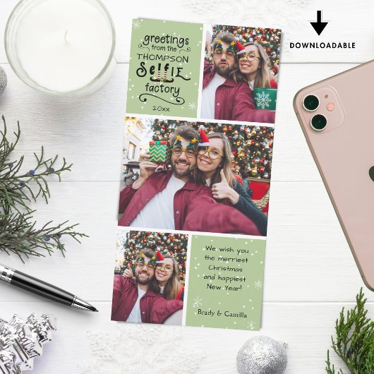 ELFieあいさつ、雪の緑、3枚の写真 シーズンカード