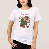 Elfie Selfie Women’s Holiday T-Shirt – Cute Christ トライブレンドＴシャツ (正面)