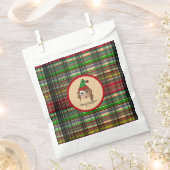 Elfie w/round Plaid pattern backgroundデザイン フェイバーバッグ (クリップ留めされた状態)