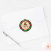 Elfie w/round Plaid pattern backgroundデザイン ラウンドシール (封筒)