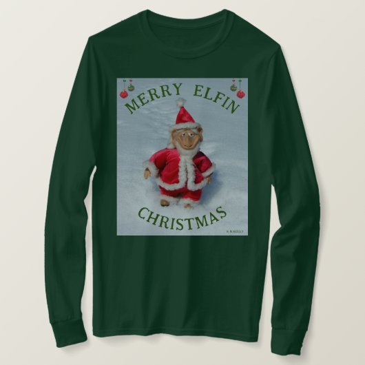ELFIN メリー CHRISTMAS – ウェアラブルアート Tシャツ (デザイン正面)