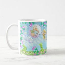 Elfleda妖精およびキーウィ妖精はマグごまかし、泡立ちます コーヒーマグカップ