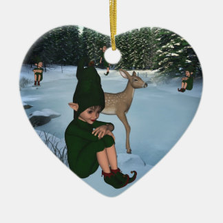 ElfMagicのクリスマスの雪の小妖精や小人のクリスの失敗のオーナメント セラミックオーナメント