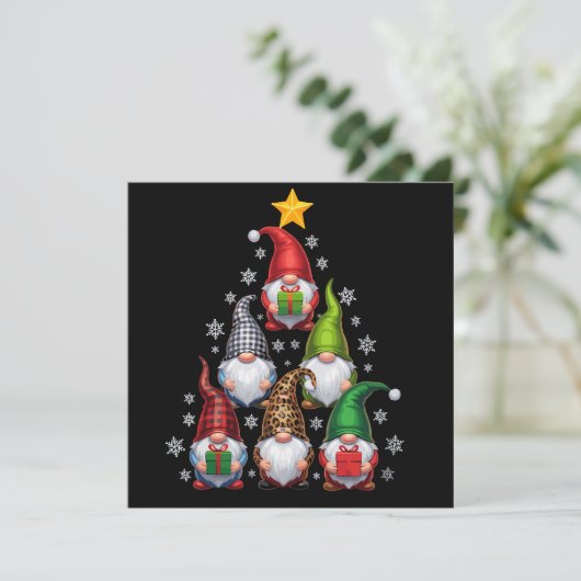 Elfos de Navidad Árbol Divertido Festividades Xmas シーズンカード (スタンド正面)