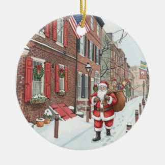 Elfreth's Alley in Philly at Christmas  セラミックオーナメント