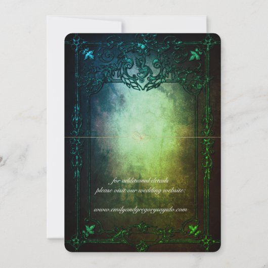 Elgantゴシックティール(緑がかった色)Rust Framed Save The Date セーブザデート (裏面)