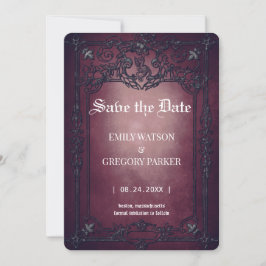 Elgantゴシックティール(緑がかった色)Rust Framed Save The Date セーブザデート