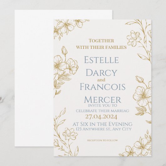 Elgant customizable wedding invitation サンキューカード (正面/裏面)