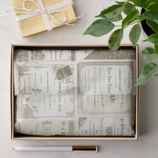 Elginイリノイの1880年代のセピア色クラブ招待状のパーティー 薄葉紙 (ギフト)