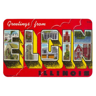 ElginイリノイILの大きい手紙の郵便はがきの磁石!!! マグネット