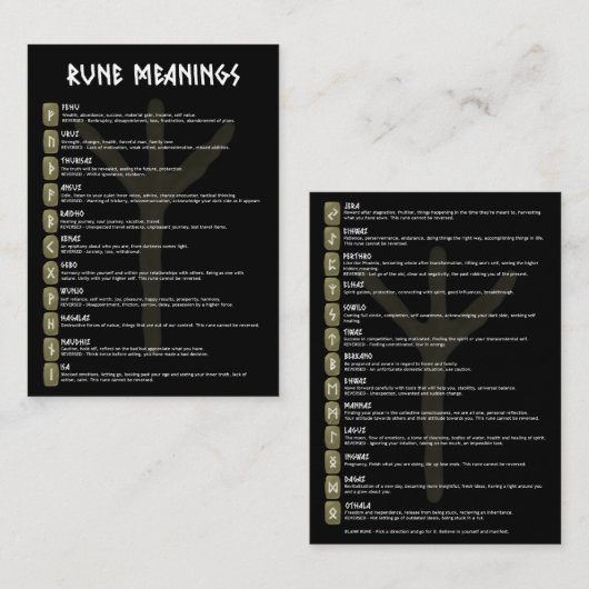 Elhazルーン文字シンボル意味カード 名刺 (正面/裏面)