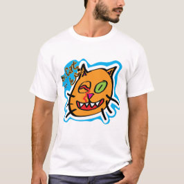 Eli作 Mr Cat - 白T Tシャツ