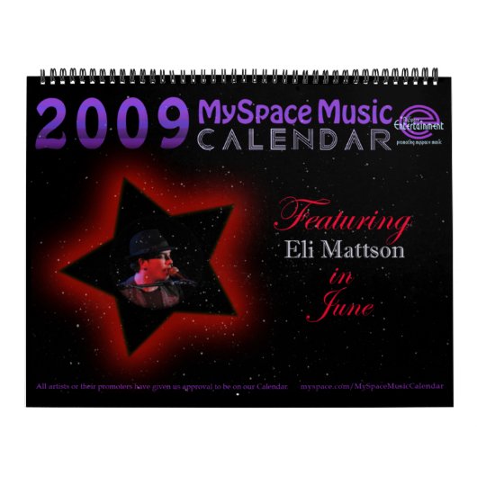 ELI MATTSONを特色にする2009 MYSPACE音楽カレンダー! カレンダー (カバー)
