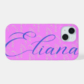 Eliana繰り返し名のパターン iPhone 15ケース (裏面横)