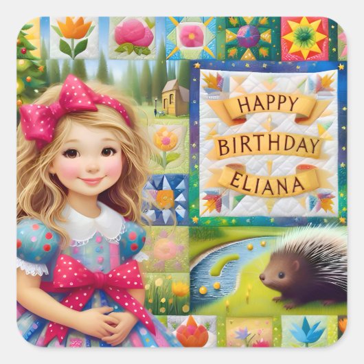 ELIANA ~ハッピーバースデー~キルト~ スクエアシール (正面)