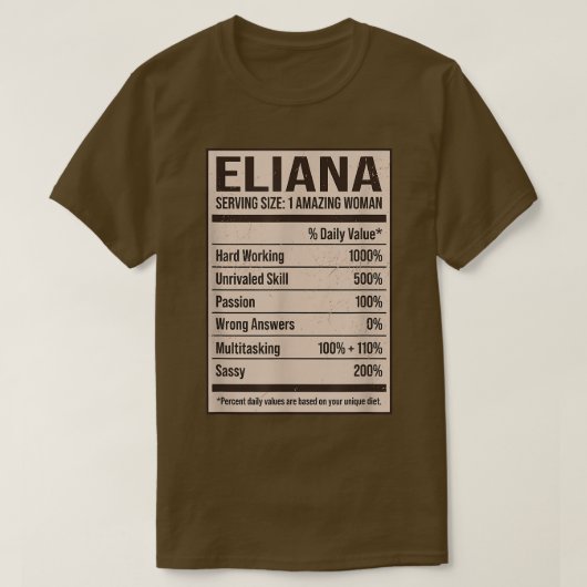 Eliana Nutrition Facts Name Nickname Alias Title F Tシャツ (デザイン正面)