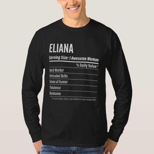 Eliana  Nutritional Facts Serving Size Calories Tシャツ (正面)