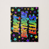 "ELIAS"名、おもしろい"ハッピーバースデー" ジグソーパズル (縦)