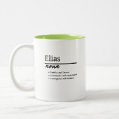 Elias、Boy Personalized Name Definition ツートーンマグカップ (左)