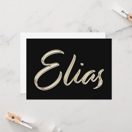 Elias Name white gold Handwriting Karte カード (正面/裏面インサイチュ)
