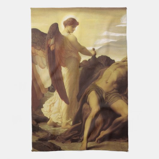 Elijah in Wilderness by Lord Frederic Leighton キッチンタオル (縦)