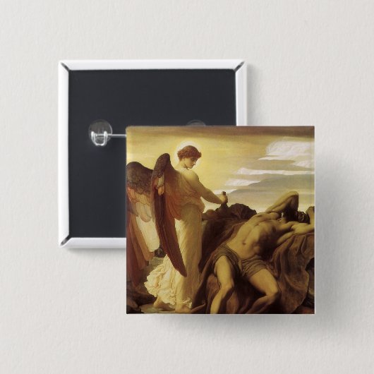 Elijah in Wilderness by Lord Frederic Leighton 缶バッジ (正面&裏面)