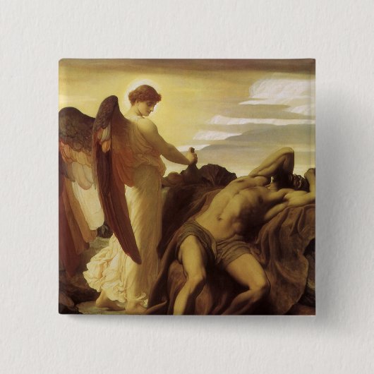 Elijah in Wilderness by Lord Frederic Leighton 缶バッジ (正面)