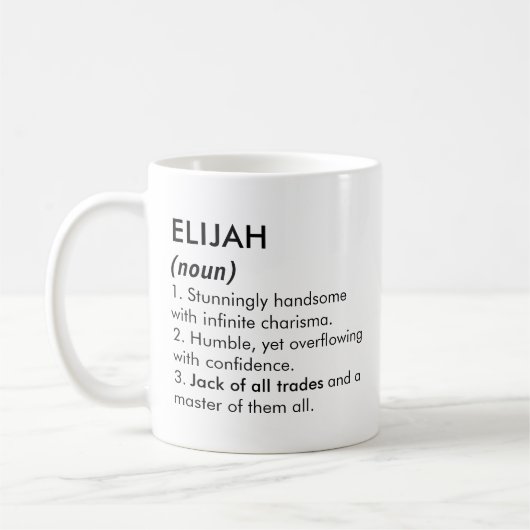 Elijah name, Editable name, Custom name コーヒーマグカップ (左)