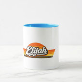 Elijah Retro Sunset Name Design マグカップ (中央)