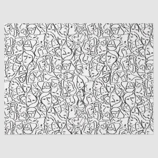 Elio's Shirtの顔を黒い輪郭で白に 薄葉紙 (正面)