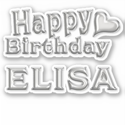 Elisa Happy Birthday silver Aufkleber Sticker シール (正面)