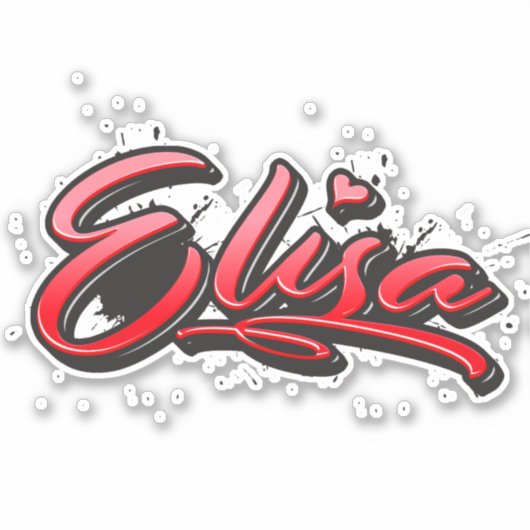 Elisa red Heart Graffiti Aufkleber Sticker シール (正面)