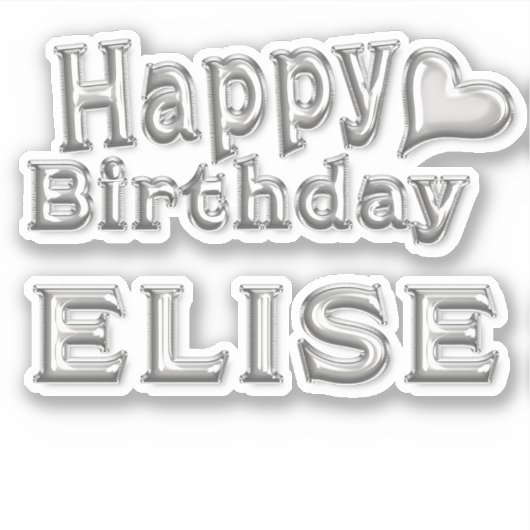 Elise Happy Birthday silver Aufkleber Sticker シール (正面)