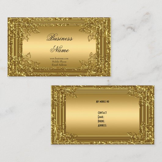 Eliteエレガント金ゴールドオン金ゴールドフローラプロファイルカード2 名刺 (正面/裏面)