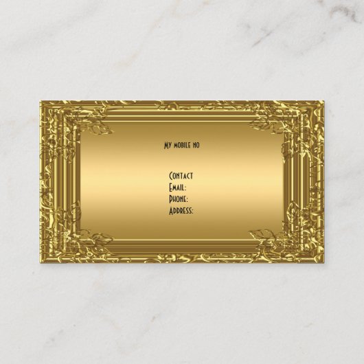 Eliteエレガント金ゴールドオン金ゴールドフローラプロファイルカード2 名刺 (裏面)