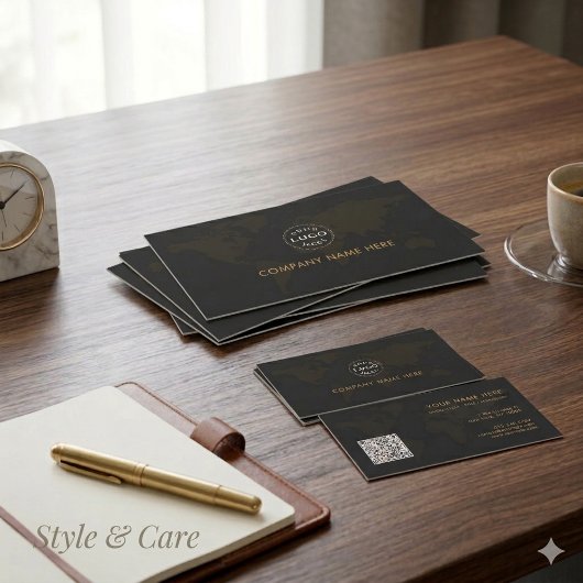 Elite Black Gold Corporate Identity Business Card 名刺