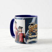 Elite BLEU-Marble & Gold Personalized Graduation マグカップ (正面左)