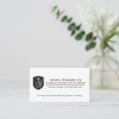 Elite Navy & Gold CPA Tax Preparer Business Card 名刺 (スタンド正面)