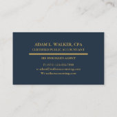 Elite Navy & Gold CPA Tax Preparer Business Card 名刺 (裏面)