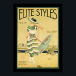 Elite Styles 1920 ポスター<br><div class="desc">An Art Deco style magazine cover of Elite Styles,  July 1920. Cover features a stylized woman at the beach with her turquoise and orange parasol.</div>