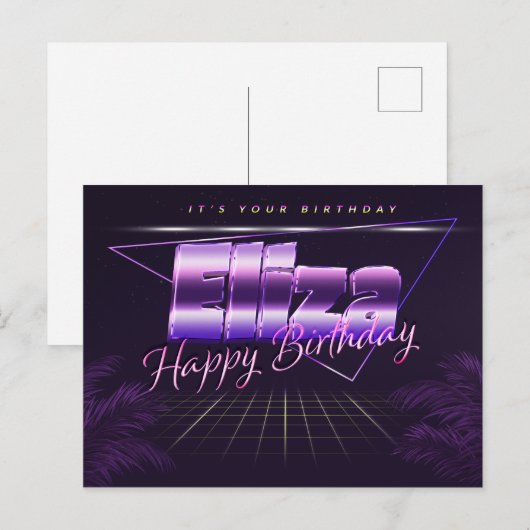 Eliza Name Vorname lila Postkarte Geburtstag ポストカード (正面/裏面)