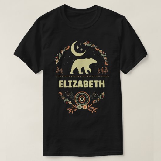 Elizabeth Name Boho Floral Personalized Mama Bear  Tシャツ (デザイン正面)