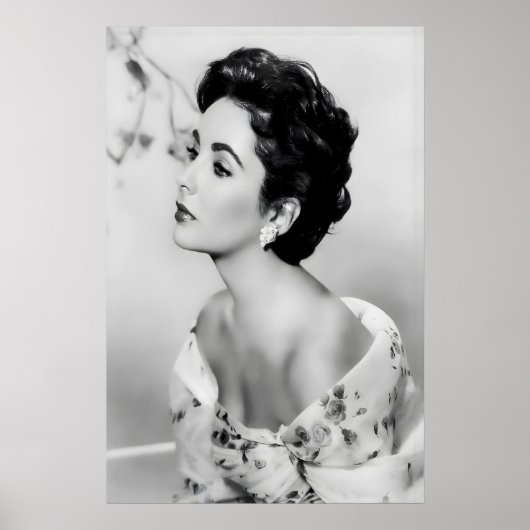 Elizabeth Taylor Photo Print, Black and White ポスター (正面)