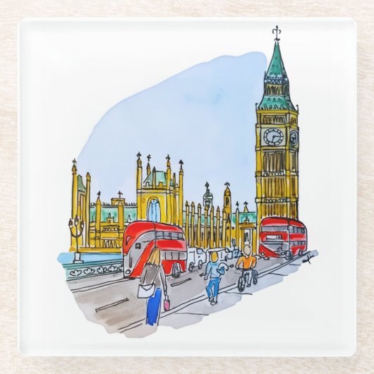 Elizabeth Tower, aka Big Ben ガラスコースター (正面)