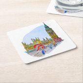 Elizabeth Tower, aka Big Ben スクエアペーパーコースター (アングル)