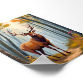 Elk Forest Watercolor Landscape Art ポスター (角)